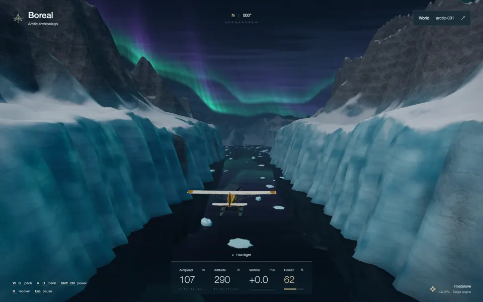 Candidate 1: a redesigned floatplane and instruments, the same ribbed glacier walls
