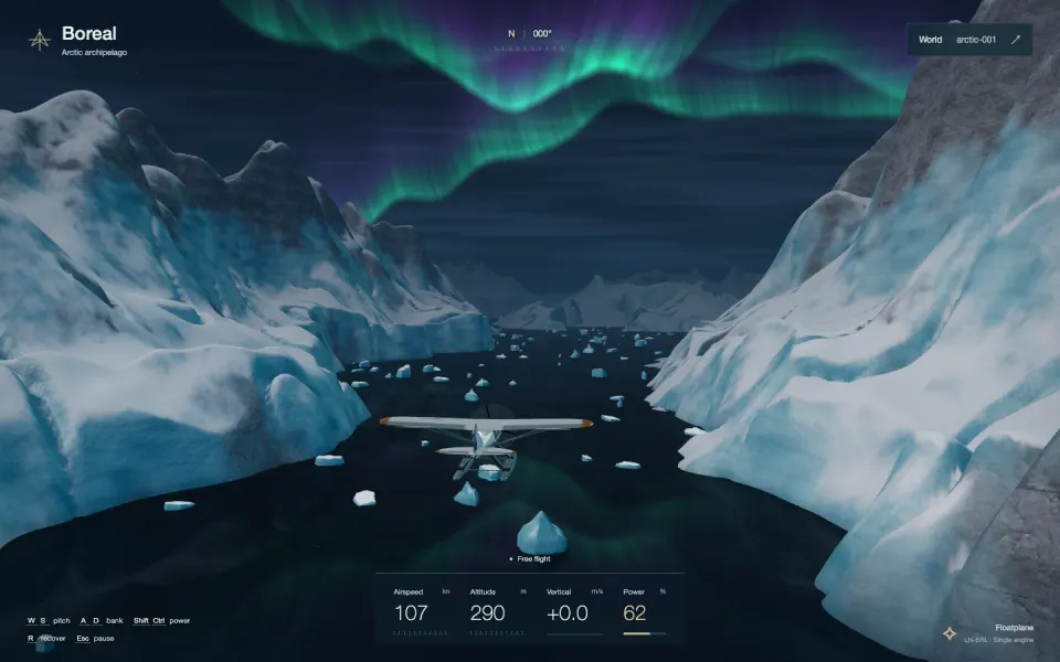 Candidate 3: broader snow-capped ridges and a finished floatplane